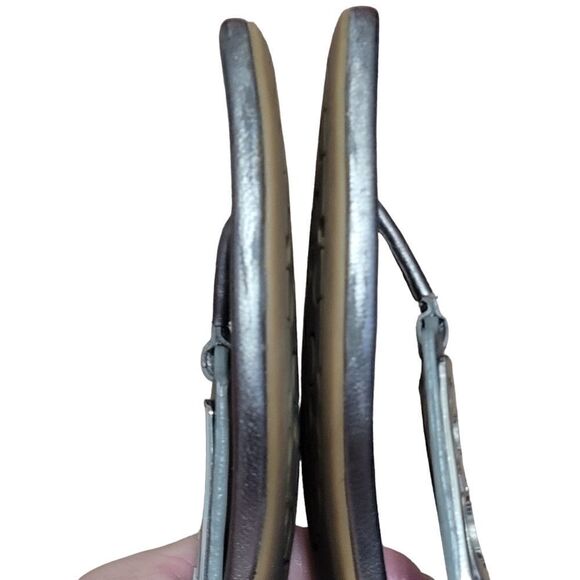 Coach Metallic Silver T-Strap Sandals - Picture 5 of 8
